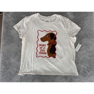 Maeve by Anthropologie Cream Dog T- Shirt Womens Size Small NEW